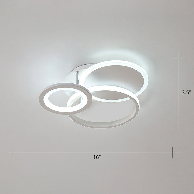 Witte halo -ringvormige spoelmontage Minimalistisch LED Acryl -plafondlicht voor slaapkamer