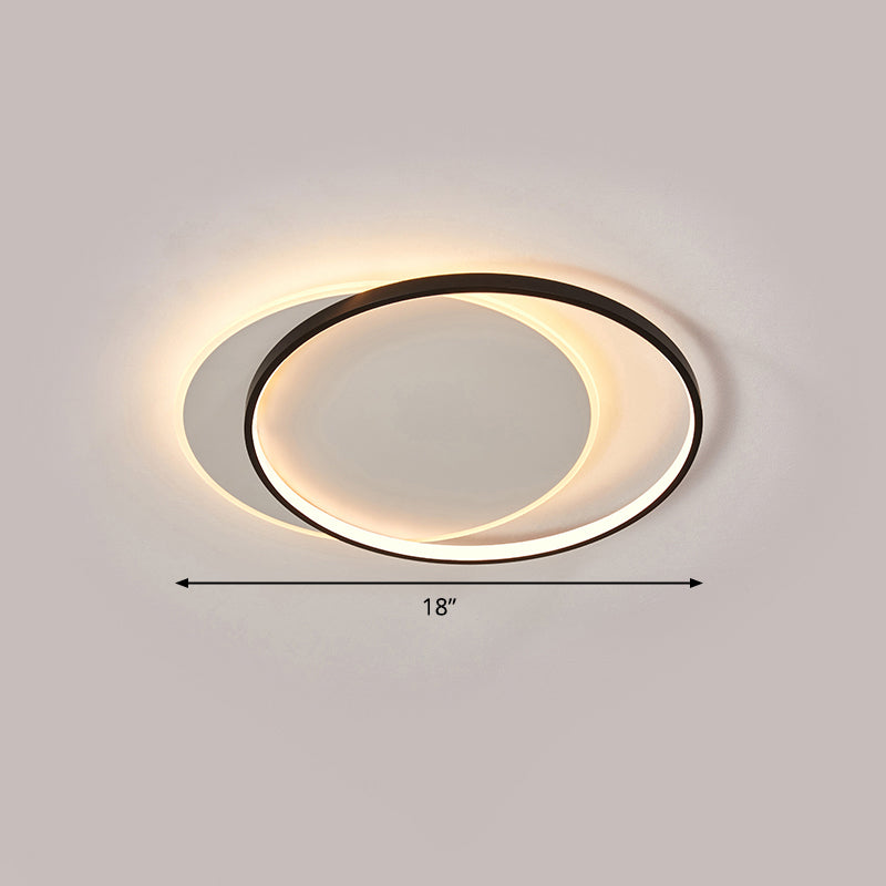 Eclipse Flush Mount Ceiling Light Minimalist Metal Bedroom LED Flush Light in Black-White