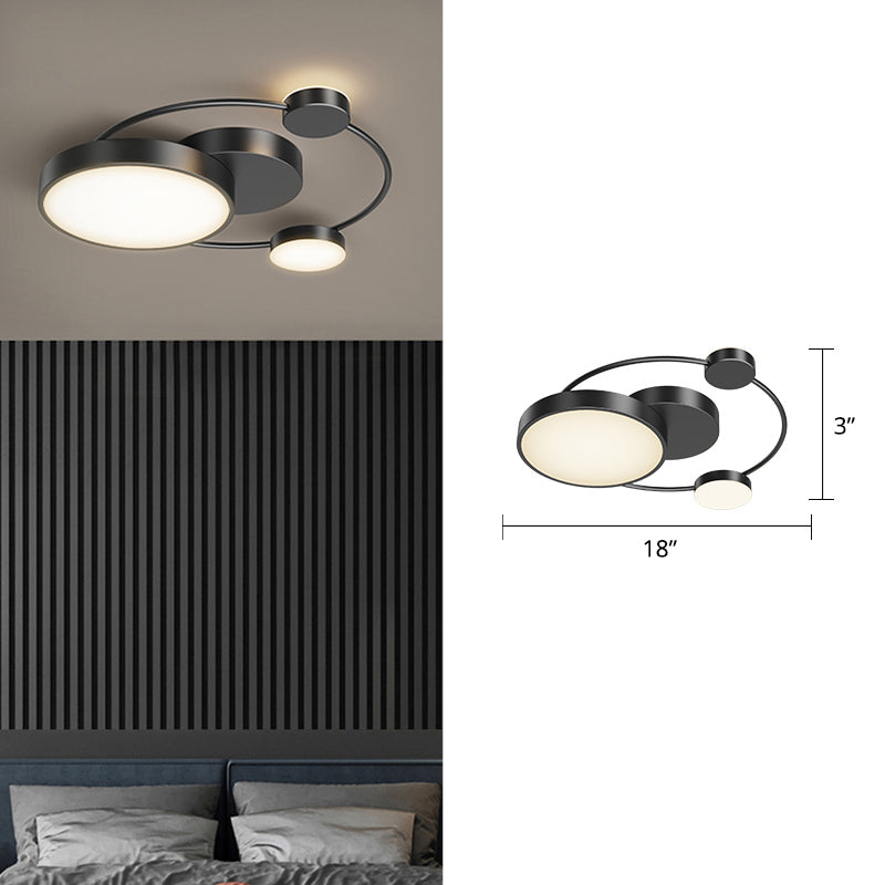 Minimalistische LED -spoelbevelbarmsel Orbit Design plafondverlichting met acrylschaduw