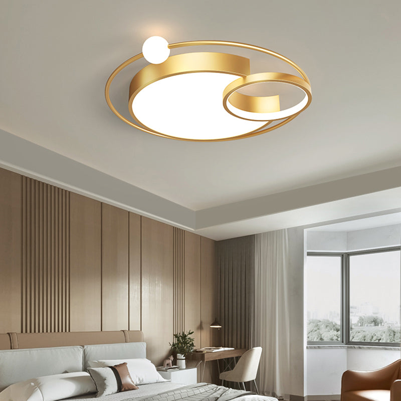 Nordic Moon Shaped Flush Mount Metal Bedroom LED Close to Ceiling Lighting Fixture