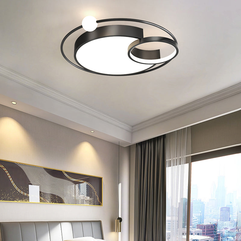 Nordic Moon Shaped Flush Mount Metal Bedroom LED Close to Ceiling Lighting Fixture