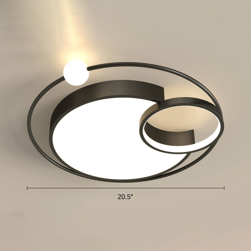 Nordic Moon Shaped Flush Mount Metal Bedroom LED Close to Ceiling Lighting Fixture