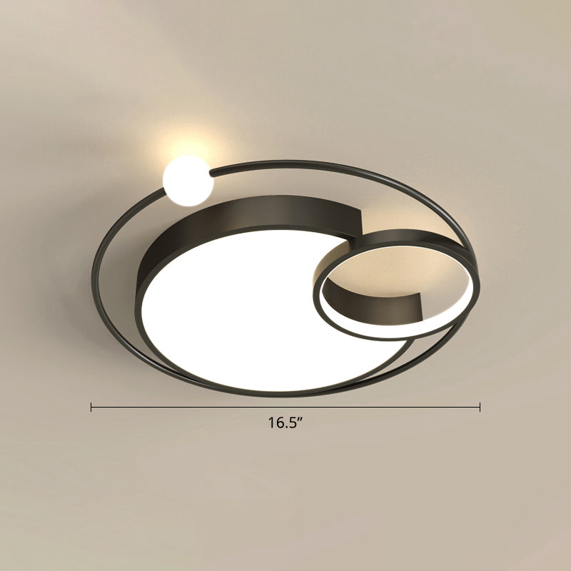 Nordic Moon Shaped Flush Mount Metal Bedroom LED Close to Ceiling Lighting Fixture