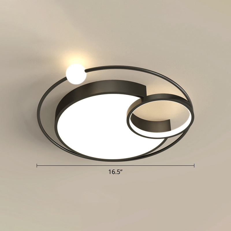 Luminaire LED encastré en métal en forme de lune nordique, luminaire de chambre à coucher proche du plafond