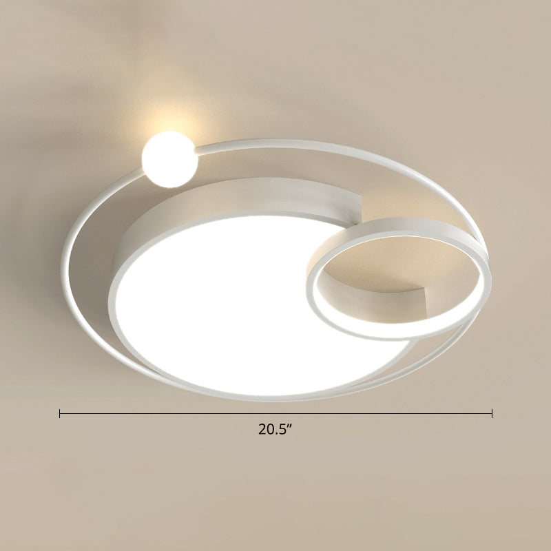 Nordic Moon Shaped Flush Mount Metal Bedroom LED Close to Ceiling Lighting Fixture