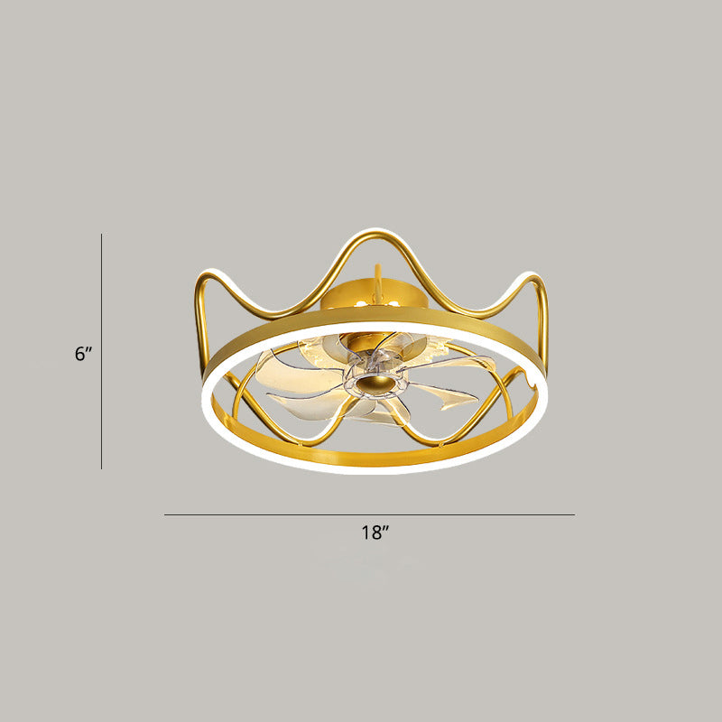 Metallkronenförmige Deckenlüfter Leuchtkinder LED LED SEMI Flush Mount Lighting mit Fernbedienung
