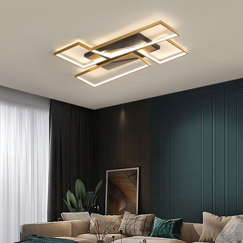 Black-gouden rechthoek plafondarmatuur eenvoud Led metalen spoelmontage lamp voor woonkamer