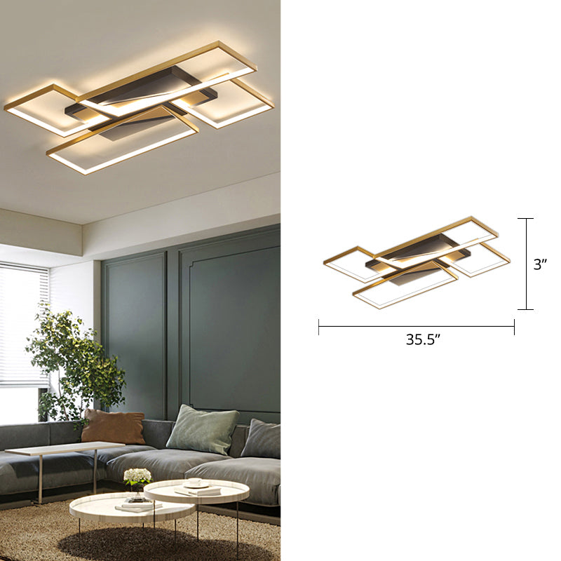 Black-gouden rechthoek plafondarmatuur eenvoud Led metalen spoelmontage lamp voor woonkamer
