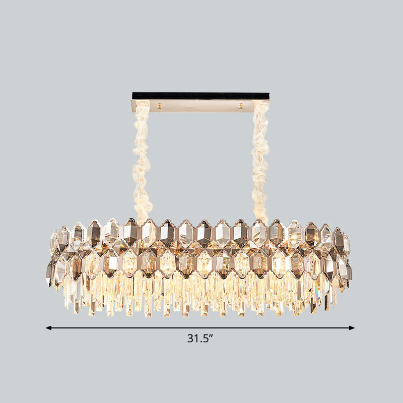 Dark Tan K9 Crystal Geometric Chandelier Contemporary Gold Plated Hanging Light for Living Room