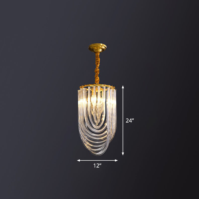Klarer Kristallkrümmrohr Kronleuchter minimalistischer 3-Licht-Hanglampe für Foyer