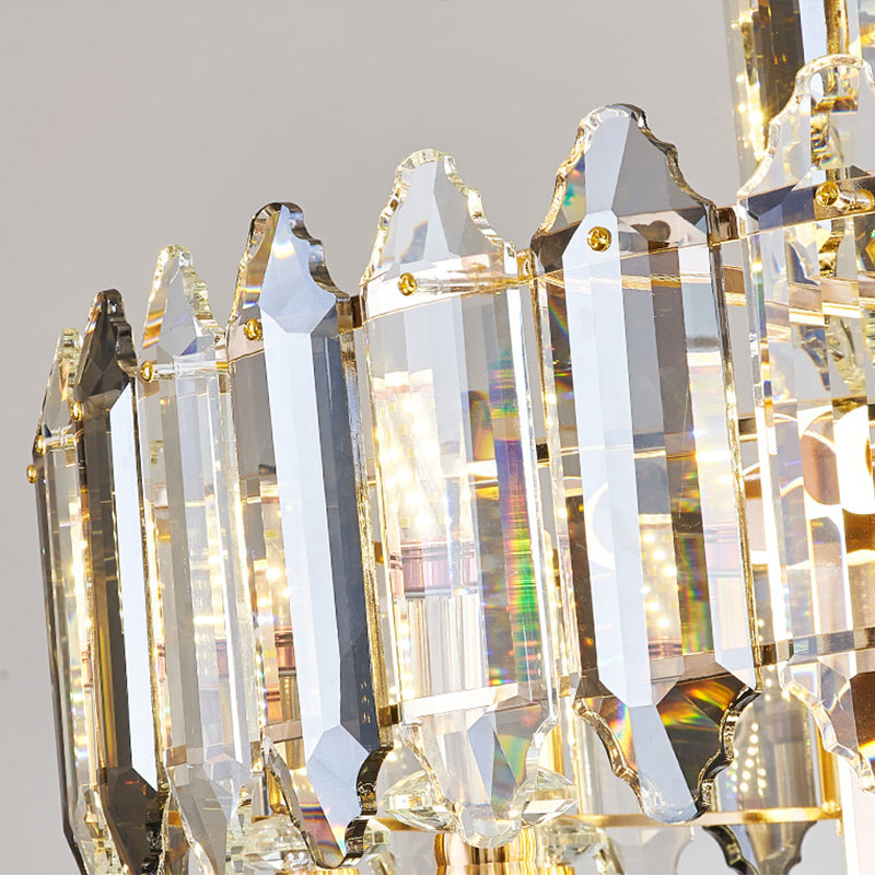 Drum Pendant Chandelier Simplicity K9 Crystal 6-Head Clear Suspension Lamp for Dining Room