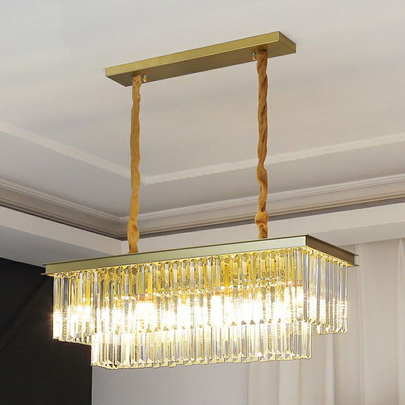 Rectangular Island Light Minimalist Prismatic Crystal Restaurant Hanging Pendant Light