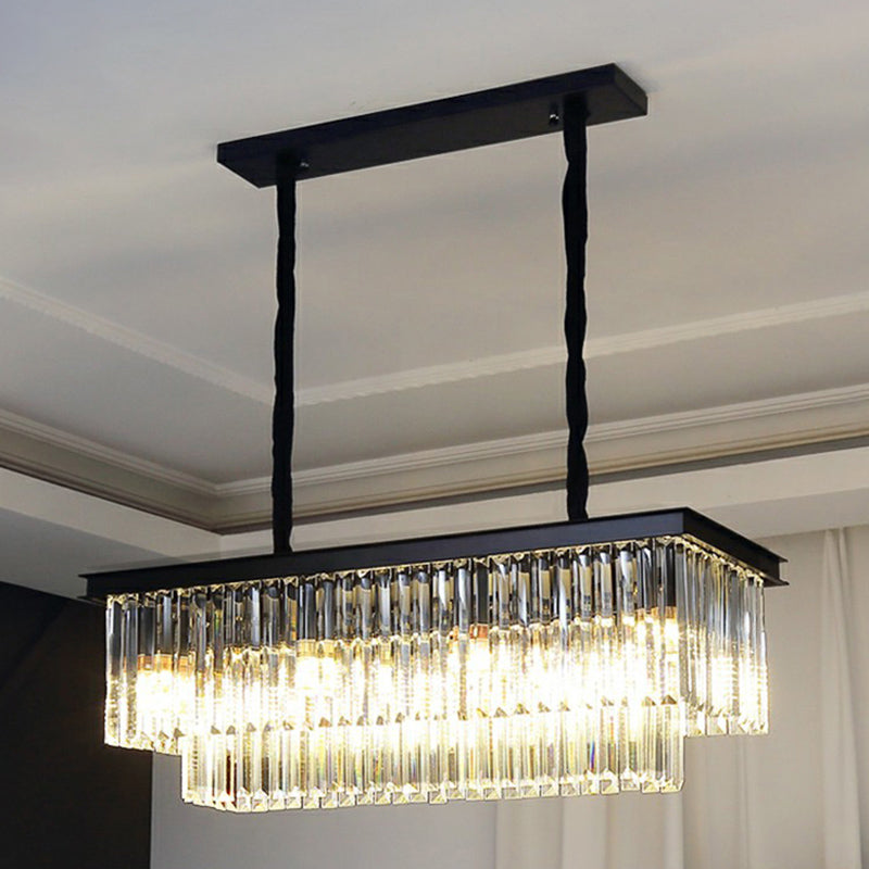 Rectangular Island Light Minimalist Prismatic Crystal Restaurant Hanging Pendant Light