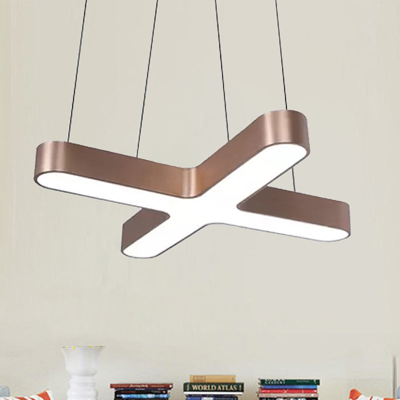 White/Black/Gold Cross Hanging Lamp Modern 23.5"/35.5" Wide Led Metal Ceiling Pendant Light for Office with Opaline Diffuser