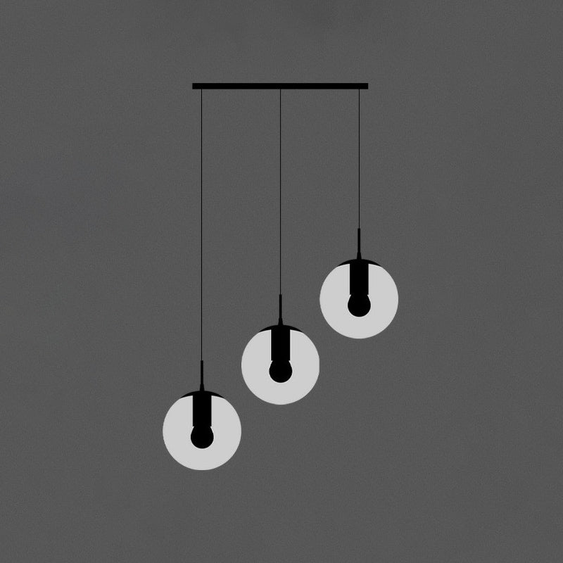 Black Globe Pendelleuchte einfache Cremeglas Multiple hängende Licht für Treppen