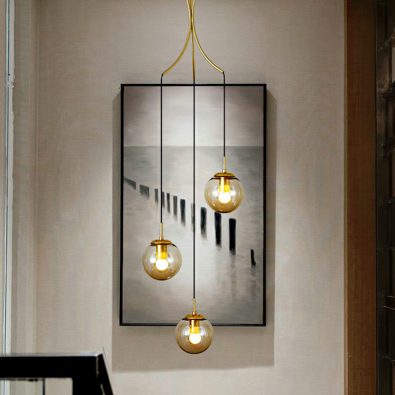 Cognac Glass Ball Accendi a sospensione Postmodern Gold Multi sospeso per villa