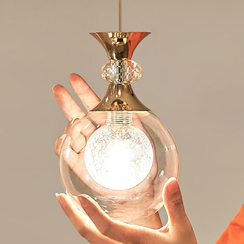 Lampe de plafond à balle en verre transparent et givré