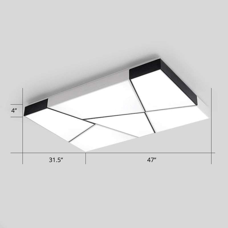 Minimalist Splicing Ceiling Lamp Acrylic Living Room LED Flush Mounted Light in Black-White