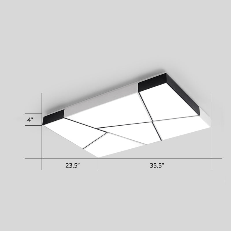 Minimalist Splicing Ceiling Lamp Acrylic Living Room LED Flush Mounted Light in Black-White