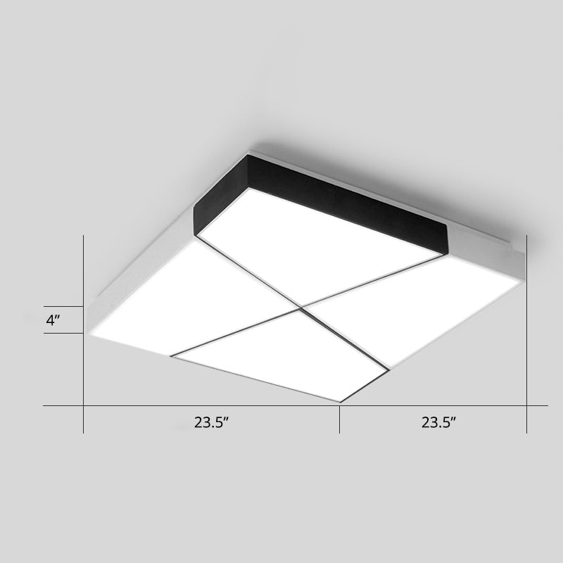 Minimalist Splicing Ceiling Lamp Acrylic Living Room LED Flush Mounted Light in Black-White
