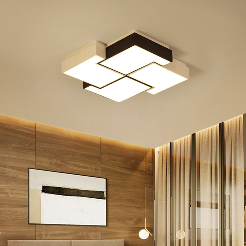 Pinwheel LED Flush Mount Fixture Nordic Metal Black and White Ceiling Lighting for Bedroom