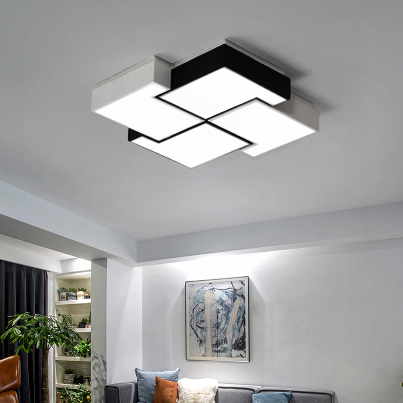 Pinwheel LED Flush Mount Fixture Nordic Metal Black and White Ceiling Lighting for Bedroom