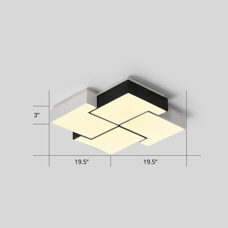 Pinwheel LED Flush Mount Fixture Nordic Metal Black and White Ceiling Lighting for Bedroom