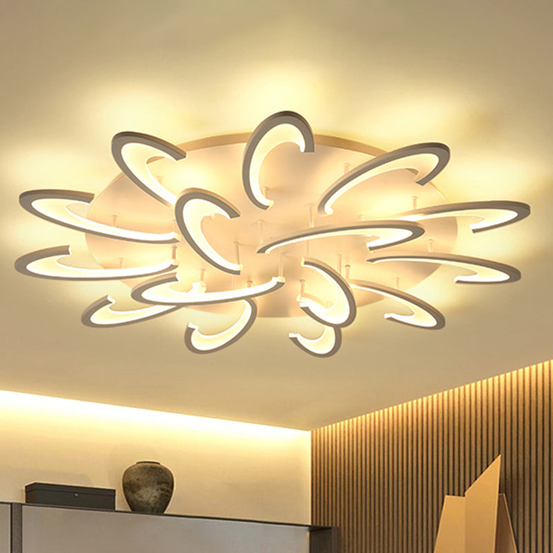 Floral Living Room Ceiling Licht Acryl Modernisist LED Flush Mount Light in Weiß
