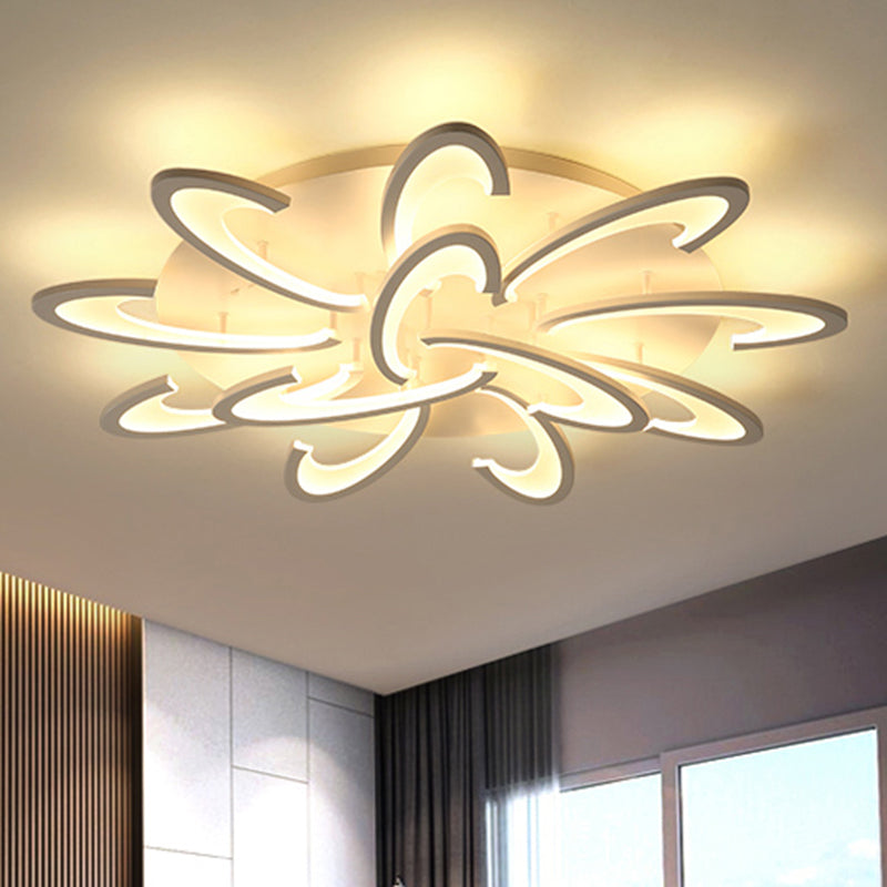 Floral Living Room Ceiling Licht Acryl Modernisist LED Flush Mount Light in Weiß