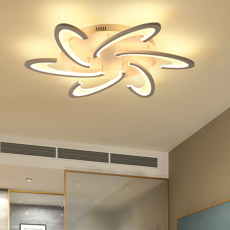 Floral Living Room Ceiling Licht Acryl Modernisist LED Flush Mount Light in Weiß