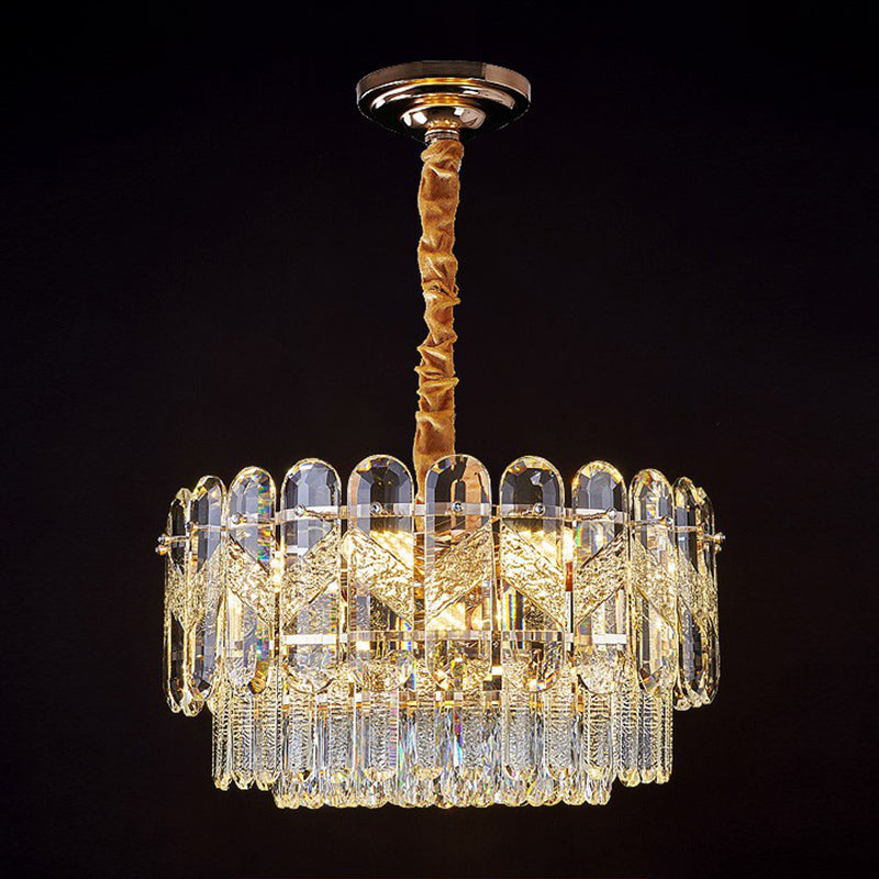 Lampada sospesa a strati a strati a strati di cristallo K9 per la camera da letto