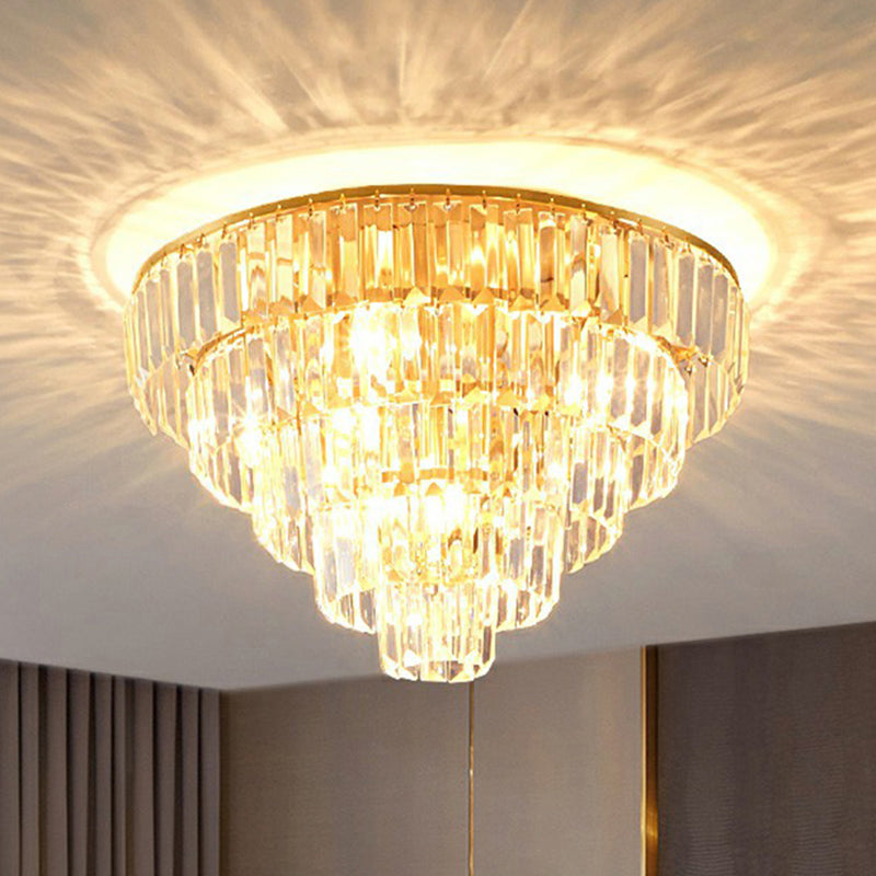 Crystal Tiered Tapered Ceiling Flush Light Postmodern Clear Flush Mount Halterung für Schlafzimmer