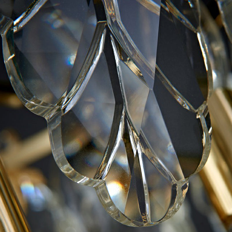 Kristalllaub Kronleuchter postmoderner Stil 8 Köpfe Gold Anhängerleuchte für Wohnzimmer