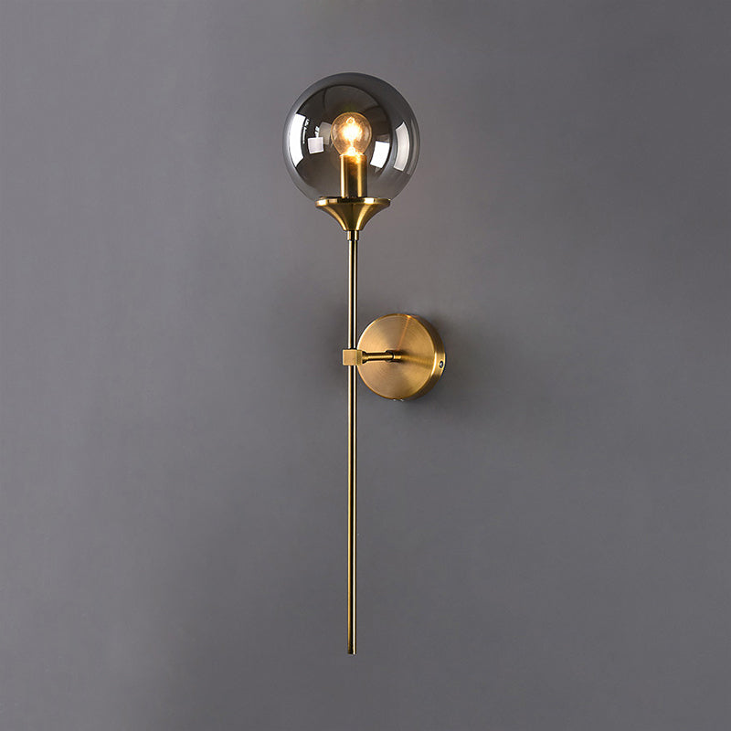 Klar/Rauch/Bernsteinglas runde Wandlampe Moderne 1 leichte Wandmontage in Gold für Wohnzimmer