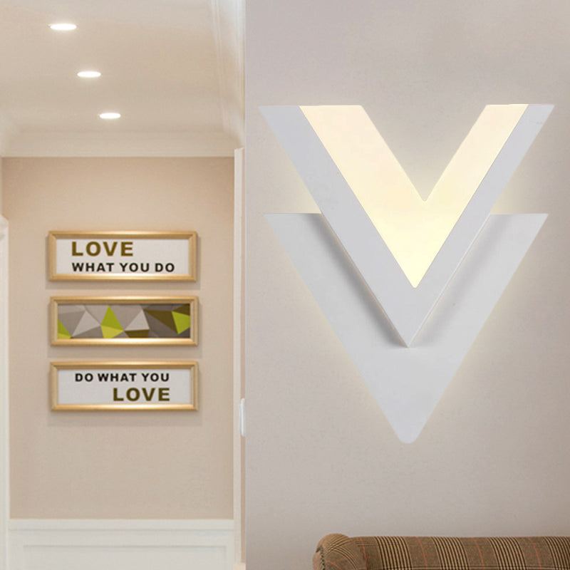 Double-V Bedroom Sconce Light Acrylic LED Simplicity Wall Lighting Fixture in Warm/White