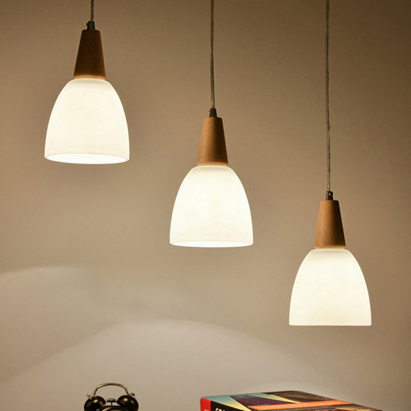 Schüssel Drop Anhänger nordisch mattes weißes Glas 1/2/3-Kopf-Beige Hanging Lamp Kit für Esszimmer