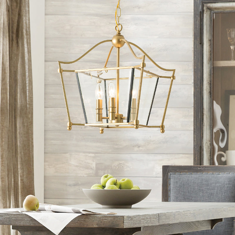 4 Lights Metal Hanging Chandelier Traditional Gold Candle-Style Dining Room Pendant Light Fixture