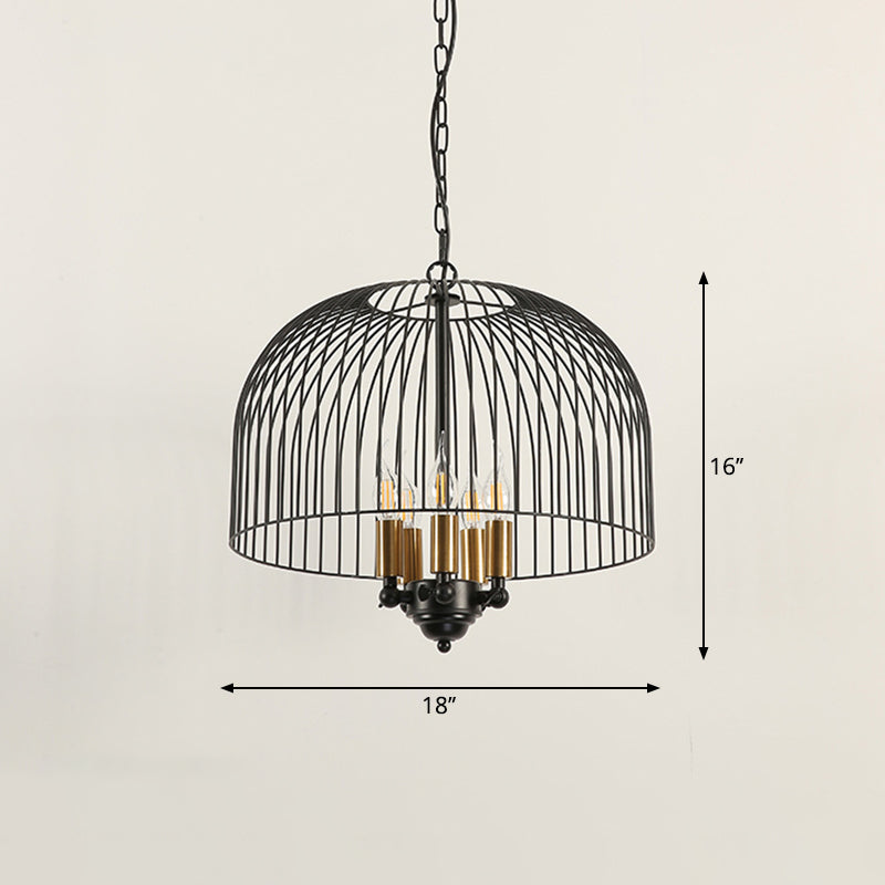 Birdcage eetkamer plafond kroonluchter klassieke metaal 5 lichten zwart hangende armatuur