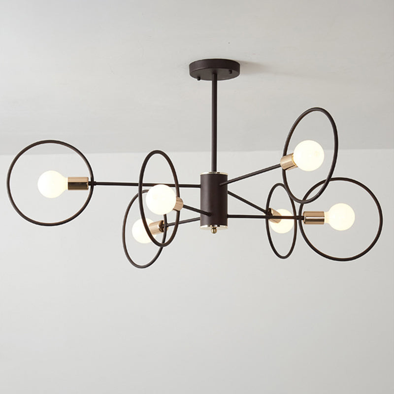 6/8/12-Head-Stufe Kreis Anhänger Kronleuchter Dachboden Style Kaffeeisen-Decke Anhänger Licht für Wohnzimmer