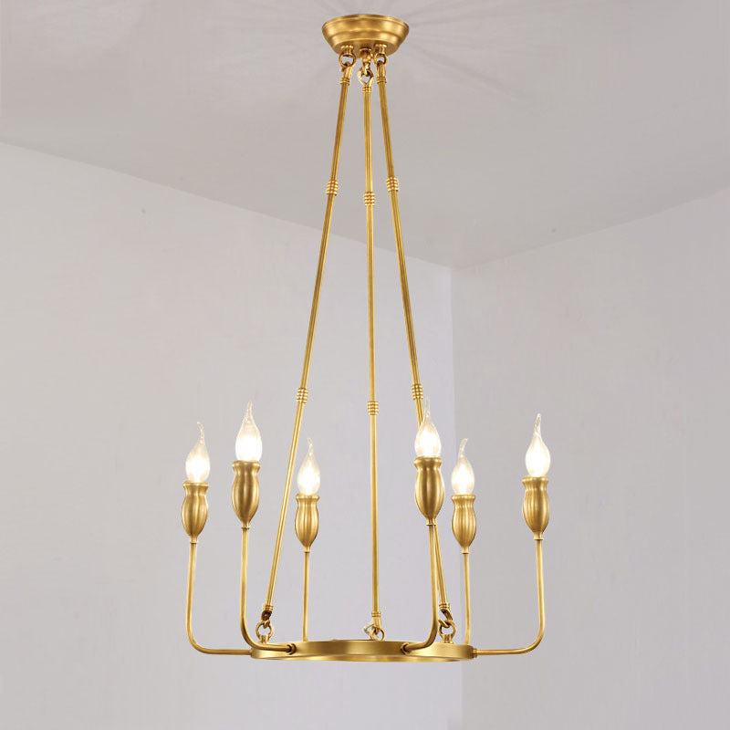 Candlestick Dining Table Suspension Lamp Retro Metal 6/8-Light Gold Chandelier Pendant Light with Adjustable Hanging Rod