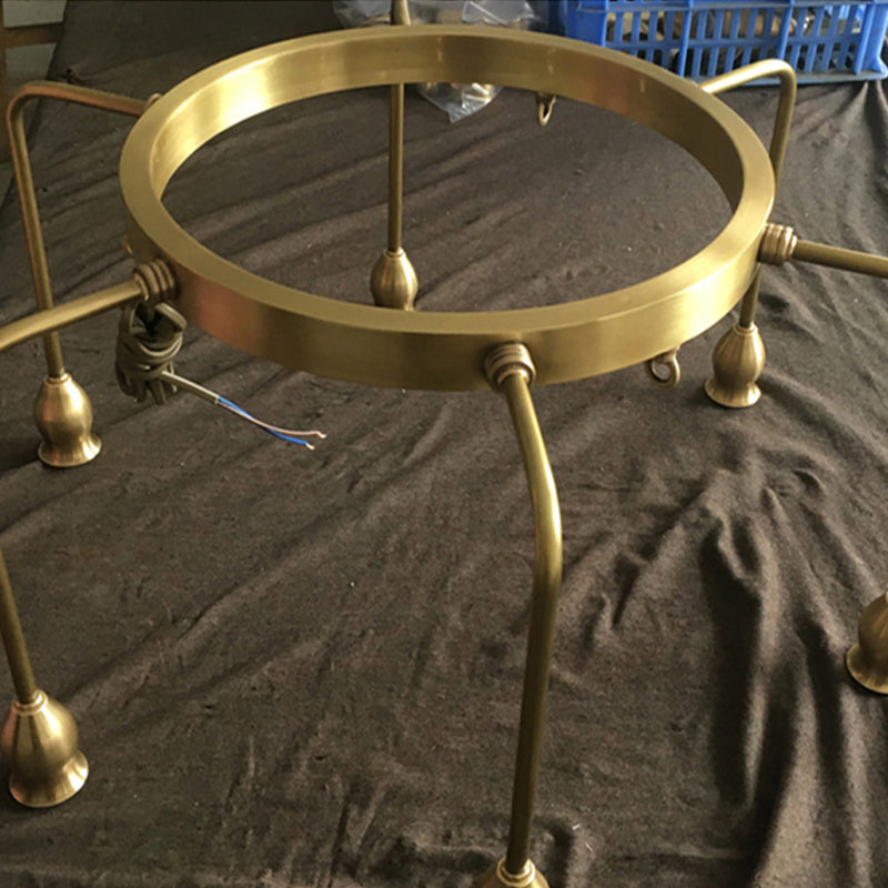 Candlestick Dining Table Suspension Lamp Retro Metal 6/8-Light Gold Chandelier Pendant Light with Adjustable Hanging Rod