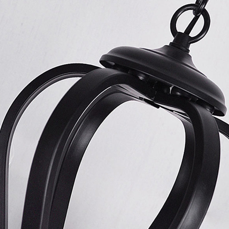 Black Swirled Arm Pendant Lighting Classic-Style Metal 3/5/6 Lights Living Room Chandelier