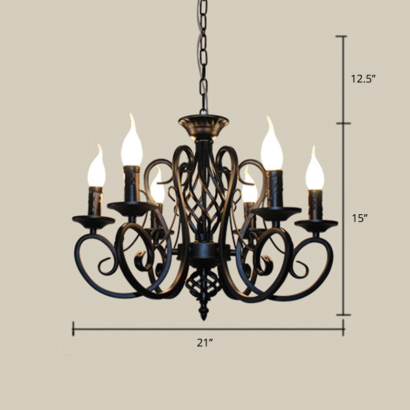 6/8 Lampenlampe Deckenlampe mit Wirbelarm Metall traditioneller Esszimmer Kronleuchter Anhänger Licht in Rost