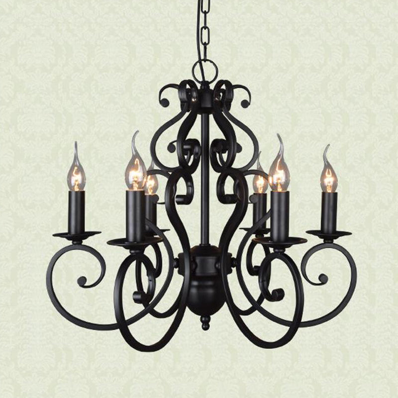 5/6 Lichten metalen hangers kroonluchter klassieke zwarte gezwilde arm woonkamer hangende plafond armatuur