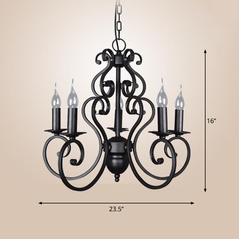 5/6 Lichten metalen hangers kroonluchter klassieke zwarte gezwilde arm woonkamer hangende plafond armatuur