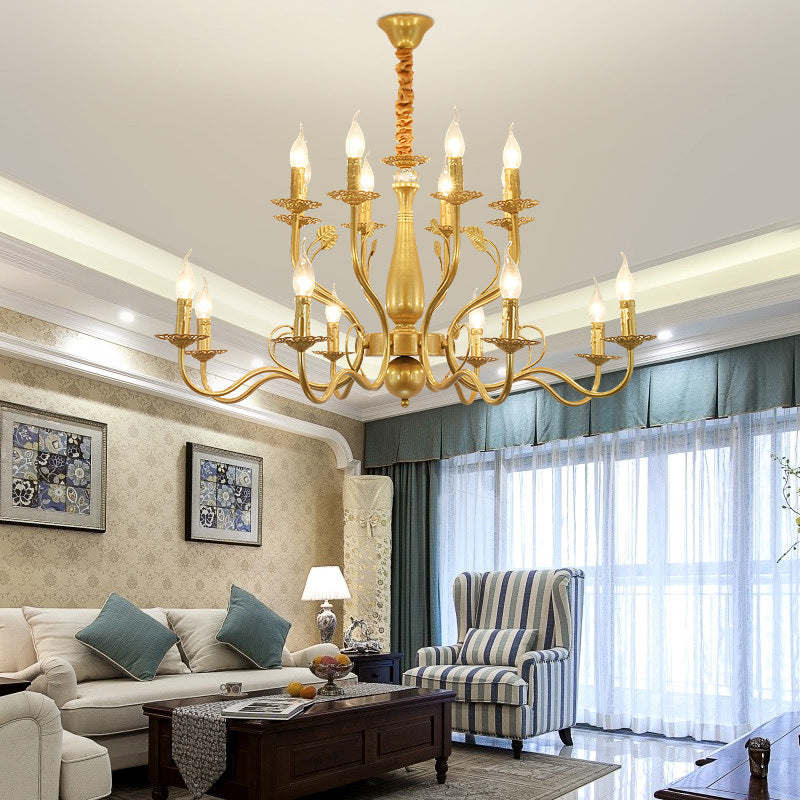 Gold 6/12/16 Leuchten Kronleuchter Leuchte Traditionelle Metallstürmungsarmanhängerlampe für Wohnzimmer