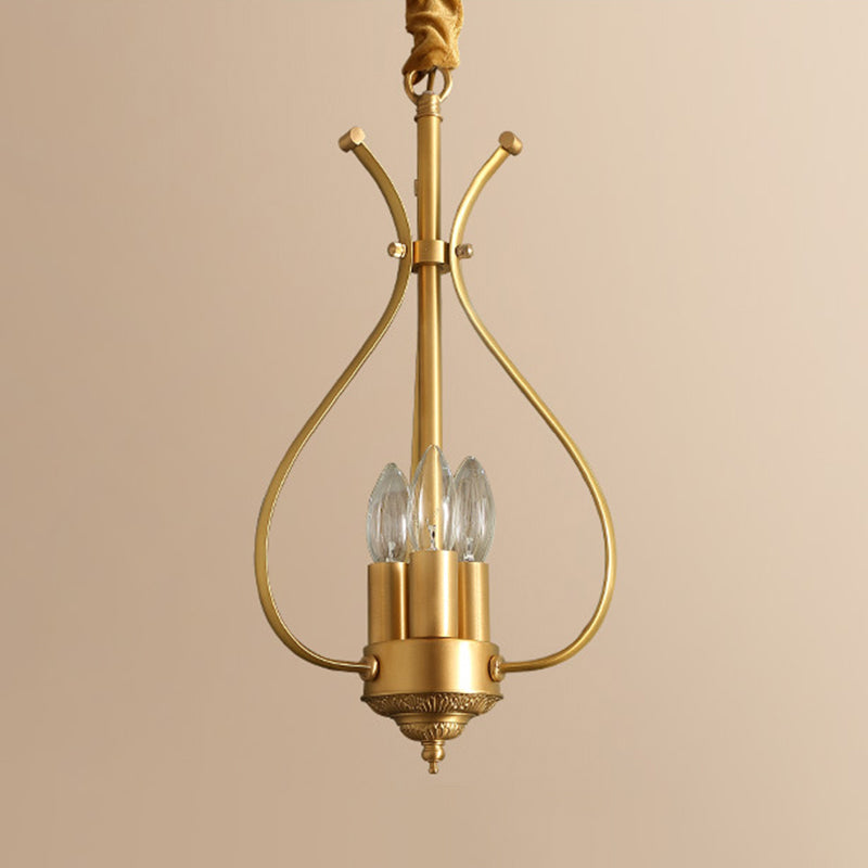 Candle Metal Chandelier Lighting Classic 4 Lights Dining Room Pendant Lighting in Gold