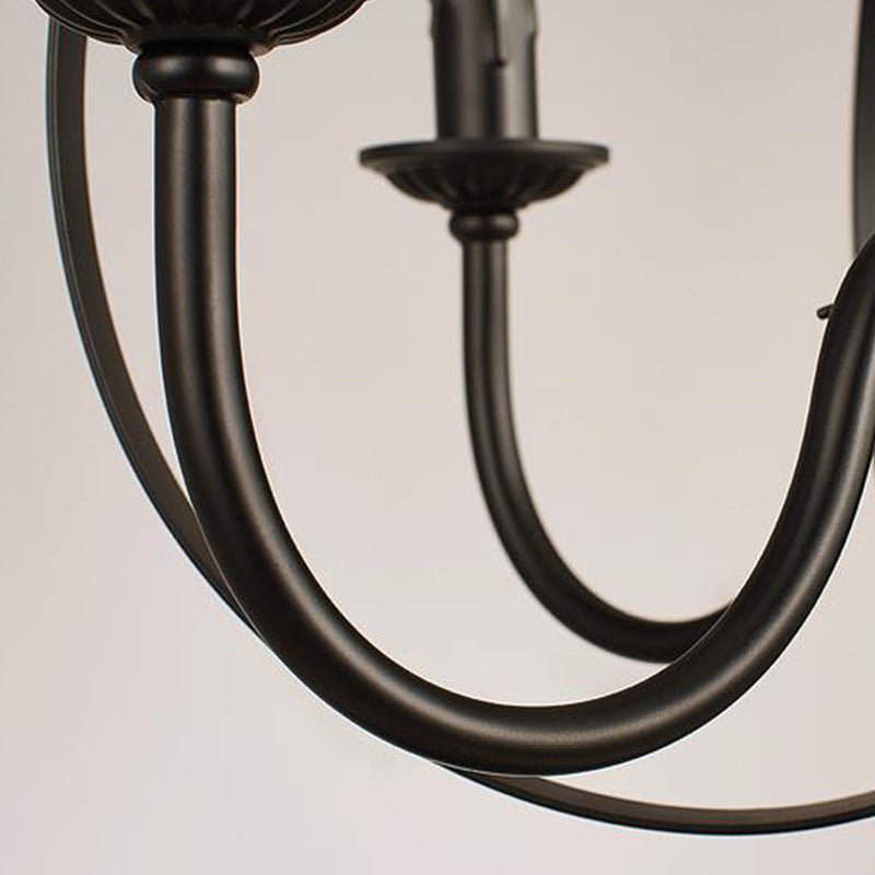 Metal Black Pendant Lamp Swirled Arm 5 Lights Classic Chandelier Light Fixture for Living Room