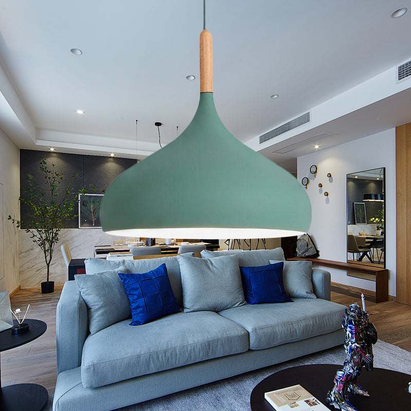 Aluminum Onion Shade Pendant Lamp Meeting Room 1 Light Macaron Suspension Light