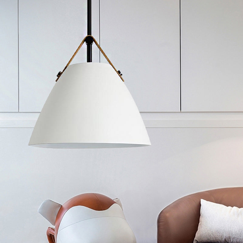 Nordic Style Curved Coolie Pendant Light One Light Aluminum Hanging Lamp in Black/Blue/Grey/Pink/White for Dining Room